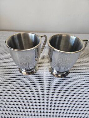 Two beautiful stainless steel coffee/ tea mugs  (G4)